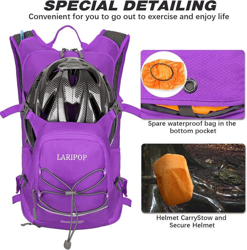 LARIPOP Hydration Backpack, 18L Hiking Backpack with 2L Water Bladder, Lightweight Water Pack for Cycling, Hiking, Biking - Image 3
